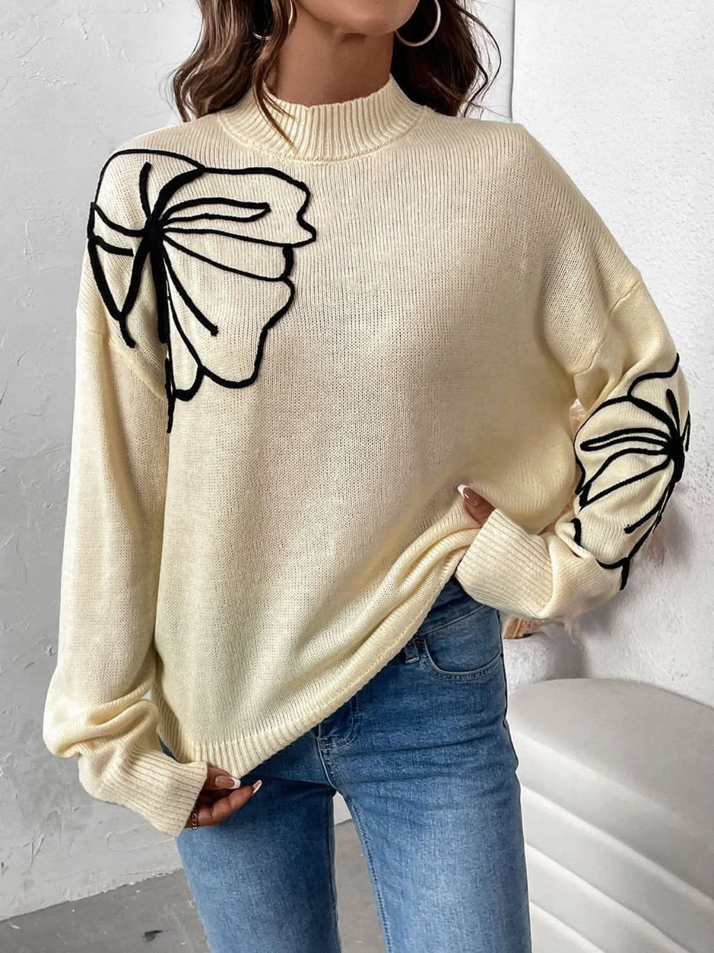 Sweaters Trendsi Cozy Sweater Women's Dropped Shoulder Acrylic Knit Top - Relaxed Fit