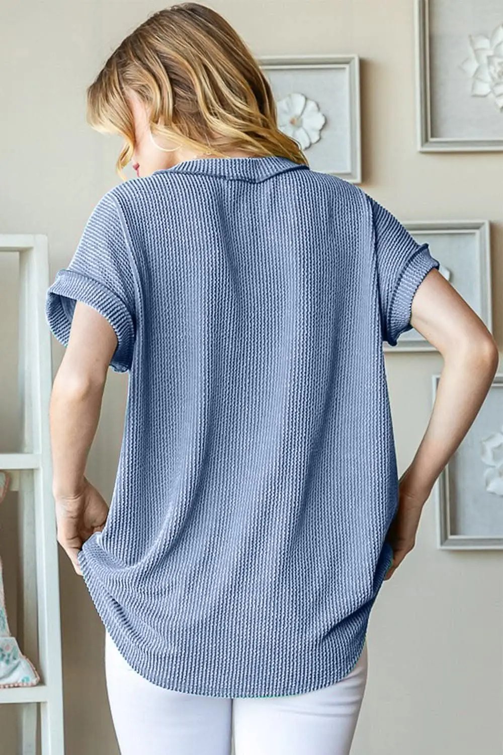 Trendsi Women's Ribbed T-Shirt With Front Pocket — Casual Comfort