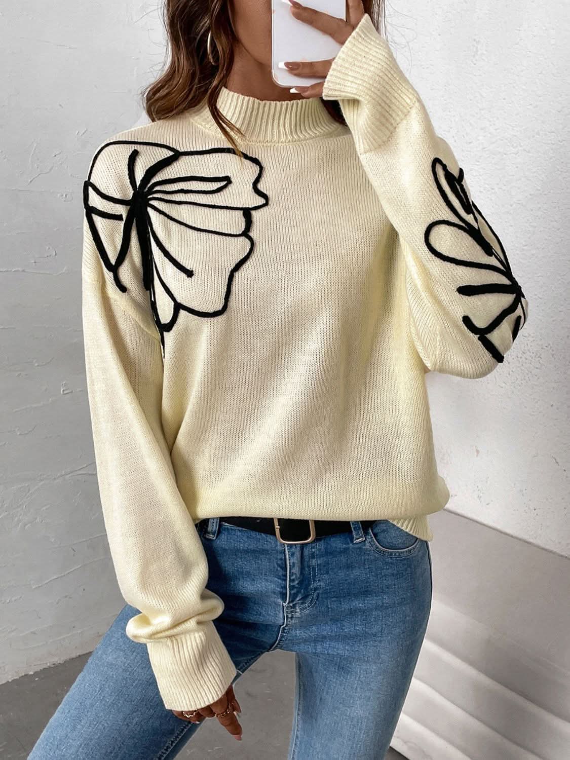 Sweaters Trendsi Cozy Sweater Women's Dropped Shoulder Acrylic Knit Top - Relaxed Fit