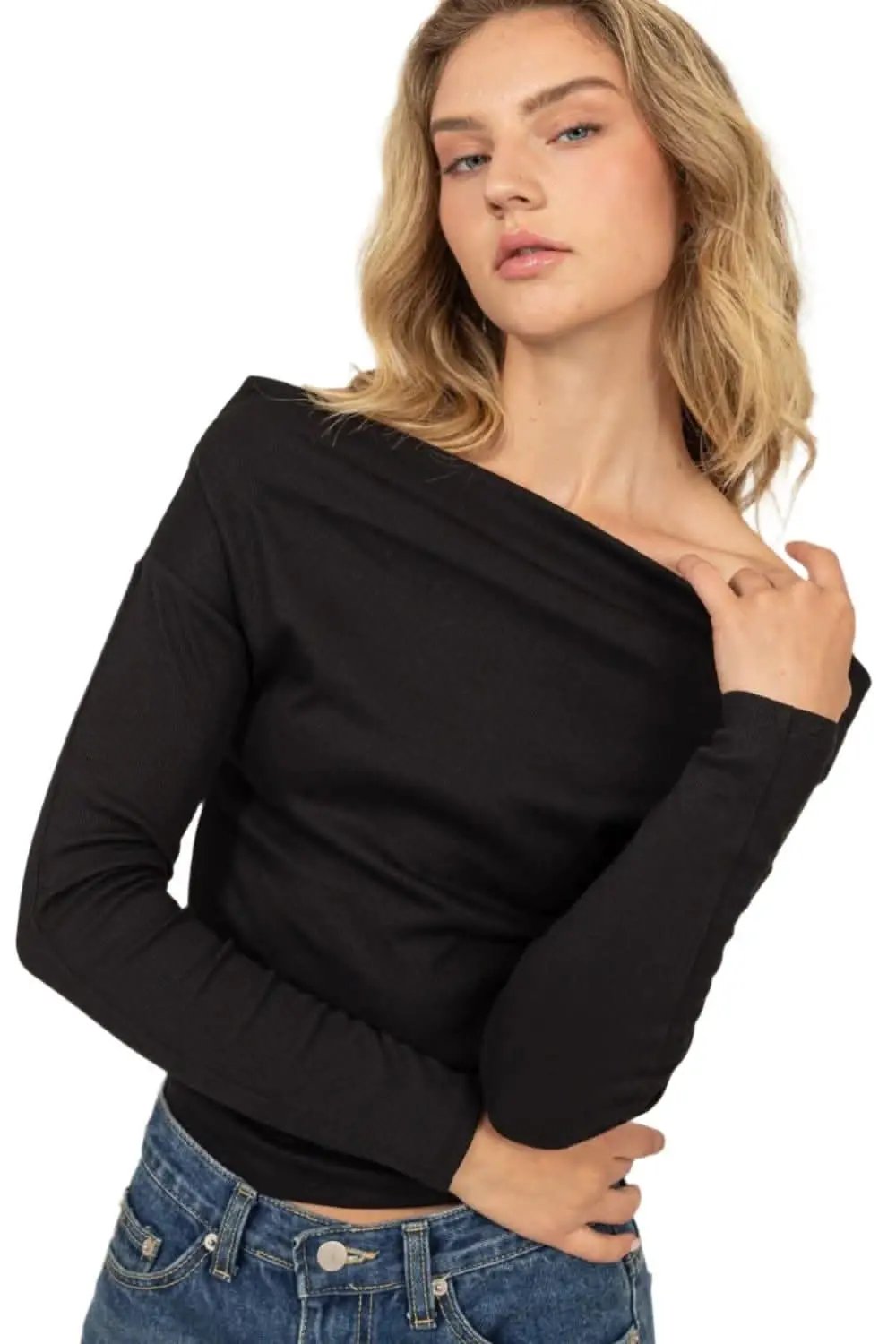 Women's Off-Shoulder Ribbed Top Top - Off-Shoulder Ribbed - Chic & Versatile