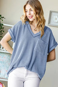 Trendsi Women's Ribbed T-Shirt With Front Pocket — Casual Comfort