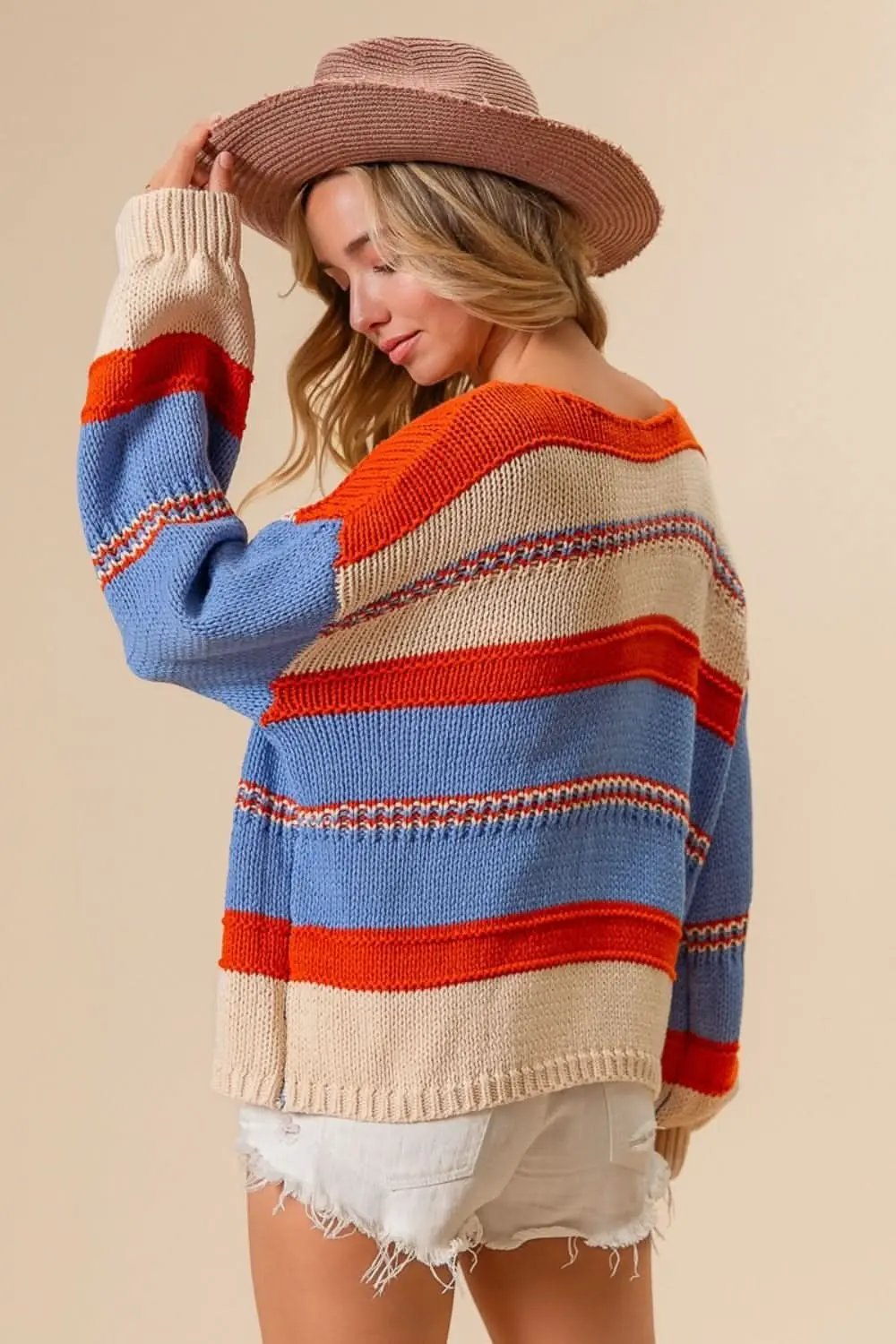 Women's Sweater Stripe Sweater - Colorful Knit - Casual Soft & Trendy