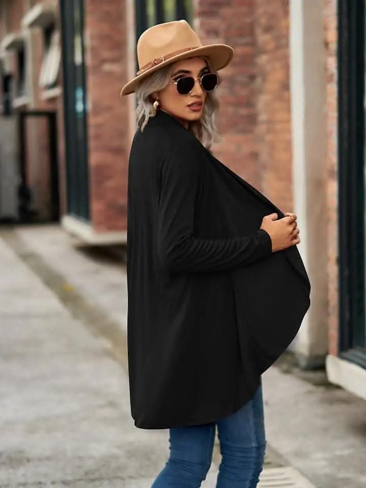 Trendsi Long Sleeve Cardigan Opaque Black
