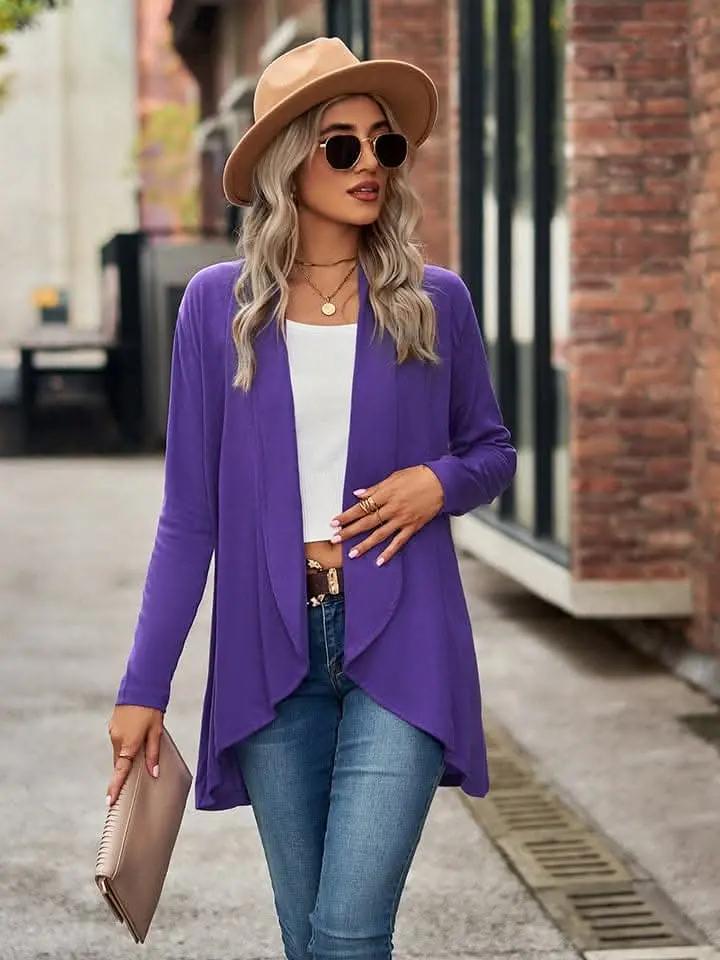 Trendsi Long Sleeve Cardigan Opaque Black