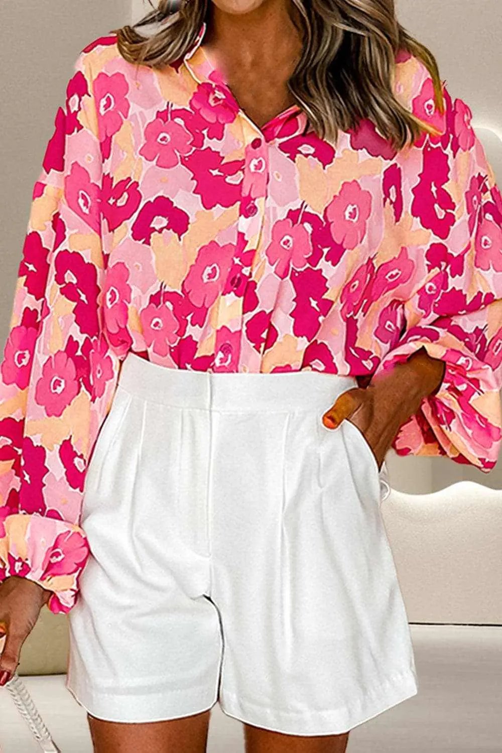 Women's Long Sleeve Blouse Blouse - Long Sleeve Button-Up - Chic Style
