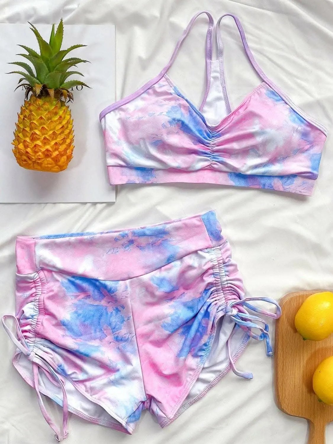 Bikini Set with Shorts - Tie-Dye Pattern - Chic