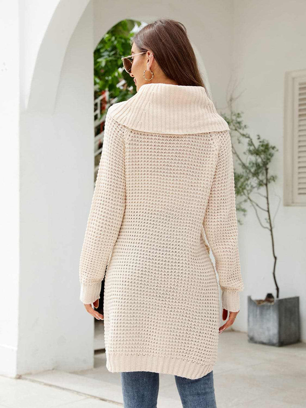 Women's Sweater Dress Sweater Dress - Cozy Turtleneck with Slit Knit