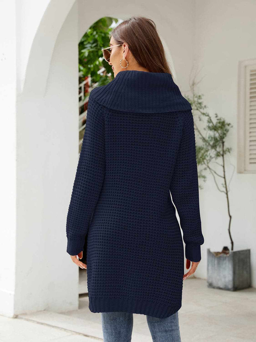 Women's Sweater Dress Sweater Dress - Cozy Turtleneck with Slit Knit