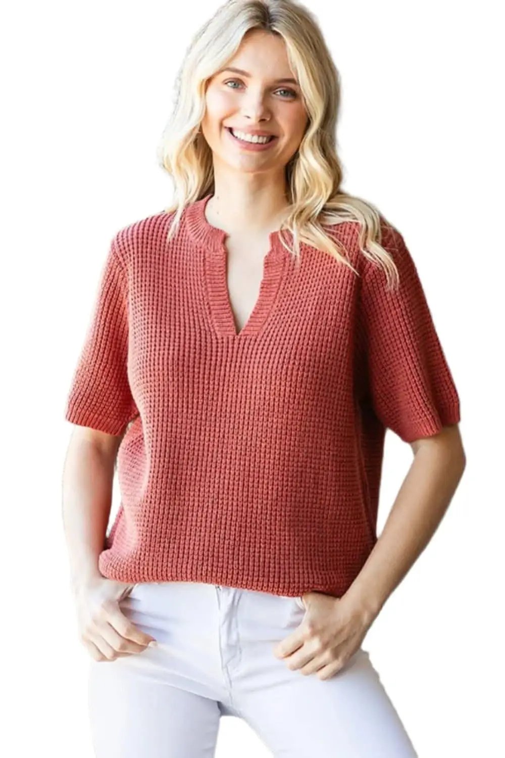 Sweaters Trendsi Knit Top Women's Casual Wear Short Sleeve Top Soft, Comfy