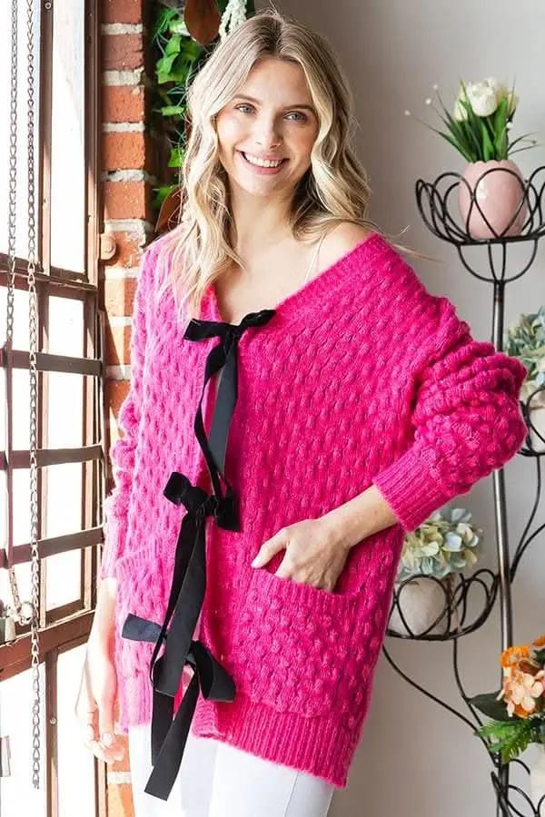 Sweaters Trendsi Open Knit Cardigan Women's Lightweight Tie-Front Sweater Top