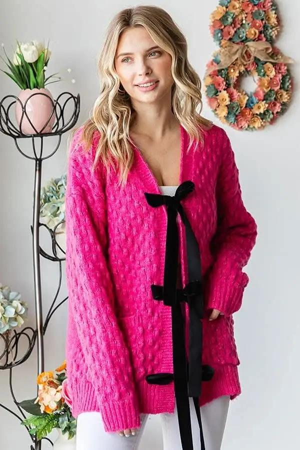 Sweaters Trendsi Open Knit Cardigan Women's Lightweight Tie-Front Sweater Top