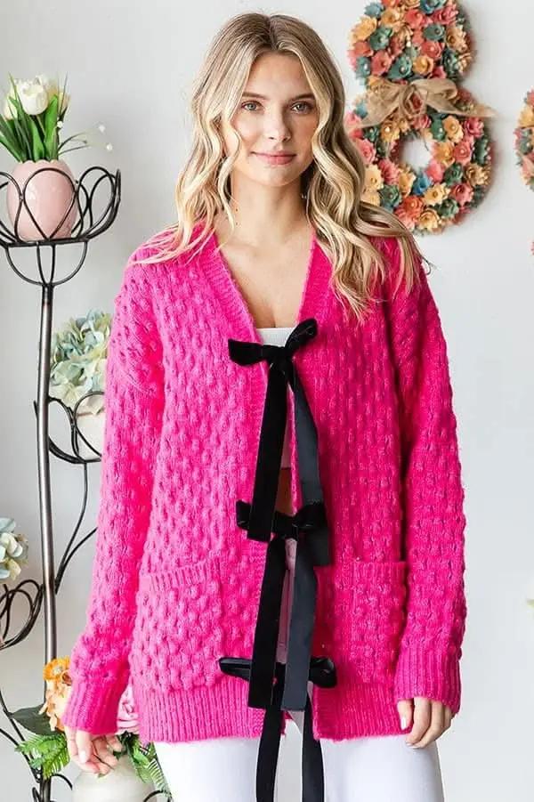 Sweaters Trendsi Open Knit Cardigan Women's Lightweight Tie-Front Sweater Top