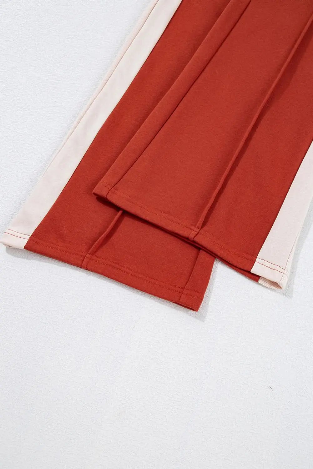 Love Salve Red Color Block Pants Women's Casual Wide Leg Trousers - High Waist, Drawstring