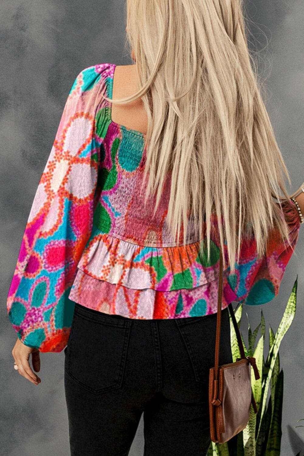 Trendsi Floral Smocked Blouse With Ruffled Details — Premium Women's Top