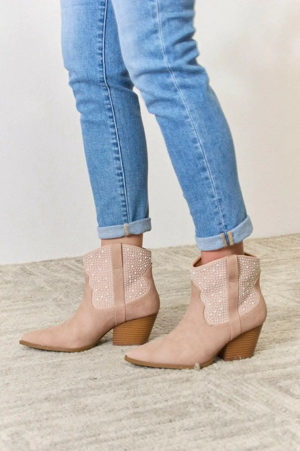 Hats Trendsi Rhinestone Cowgirl Booties Women's Fashion Shoes - Glamorous & High Fashion