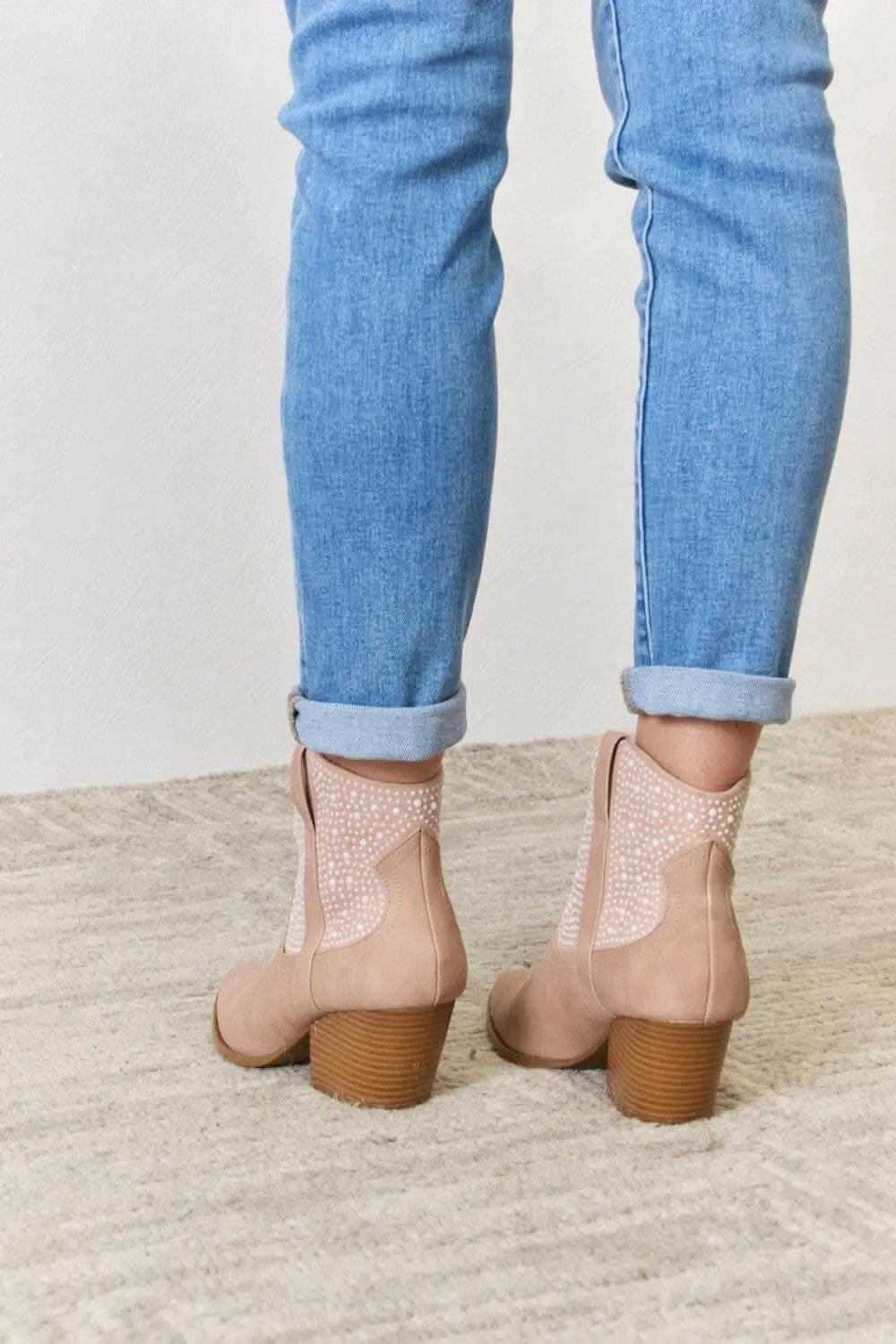Hats Trendsi Rhinestone Cowgirl Booties Women's Fashion Shoes - Glamorous & High Fashion