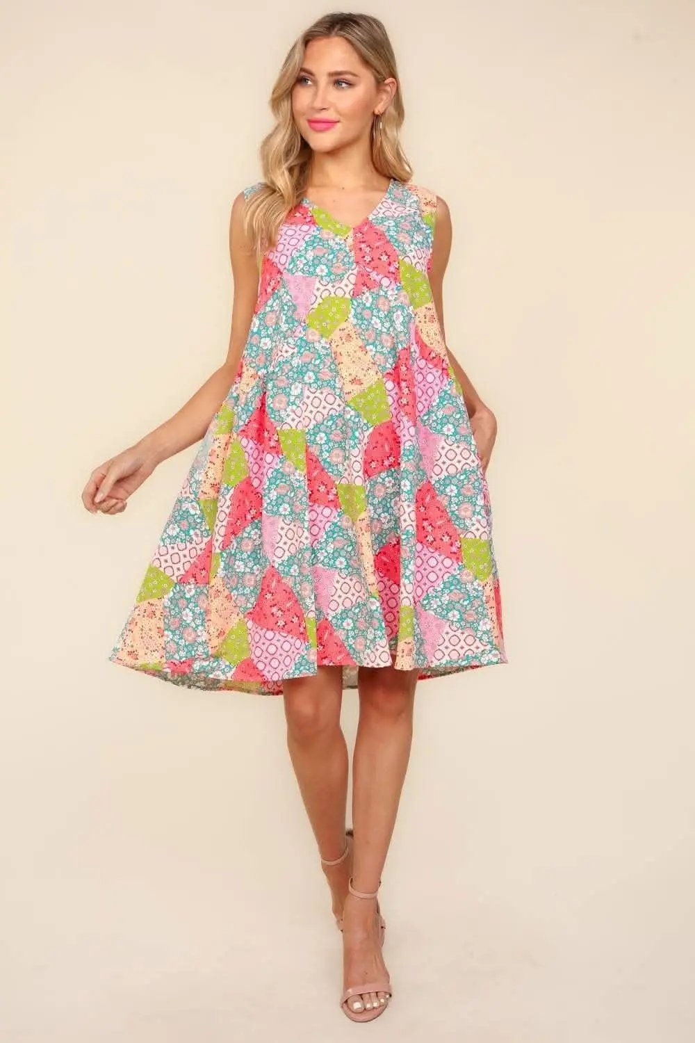 Dresses Trendsi Haptics Full Size Babydoll Floral Patchwork Dress