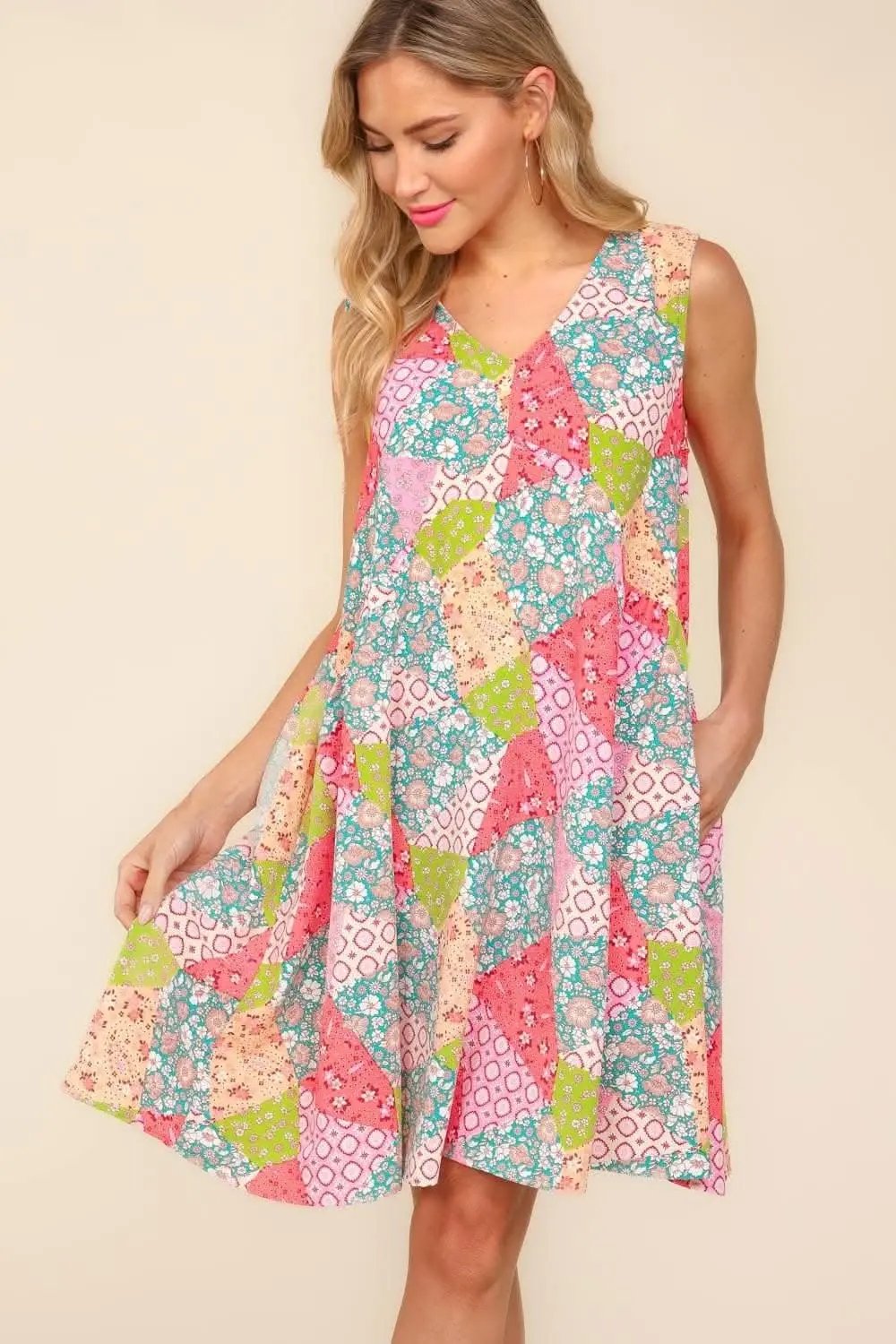 Dresses Trendsi Haptics Full Size Babydoll Floral Patchwork Dress