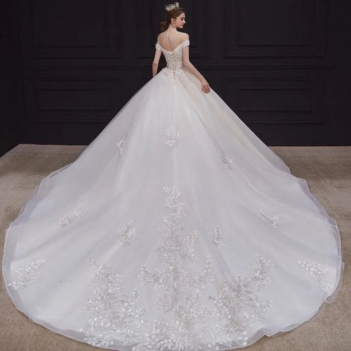 Elegant Off The Shoulder Wedding Gown EDW469