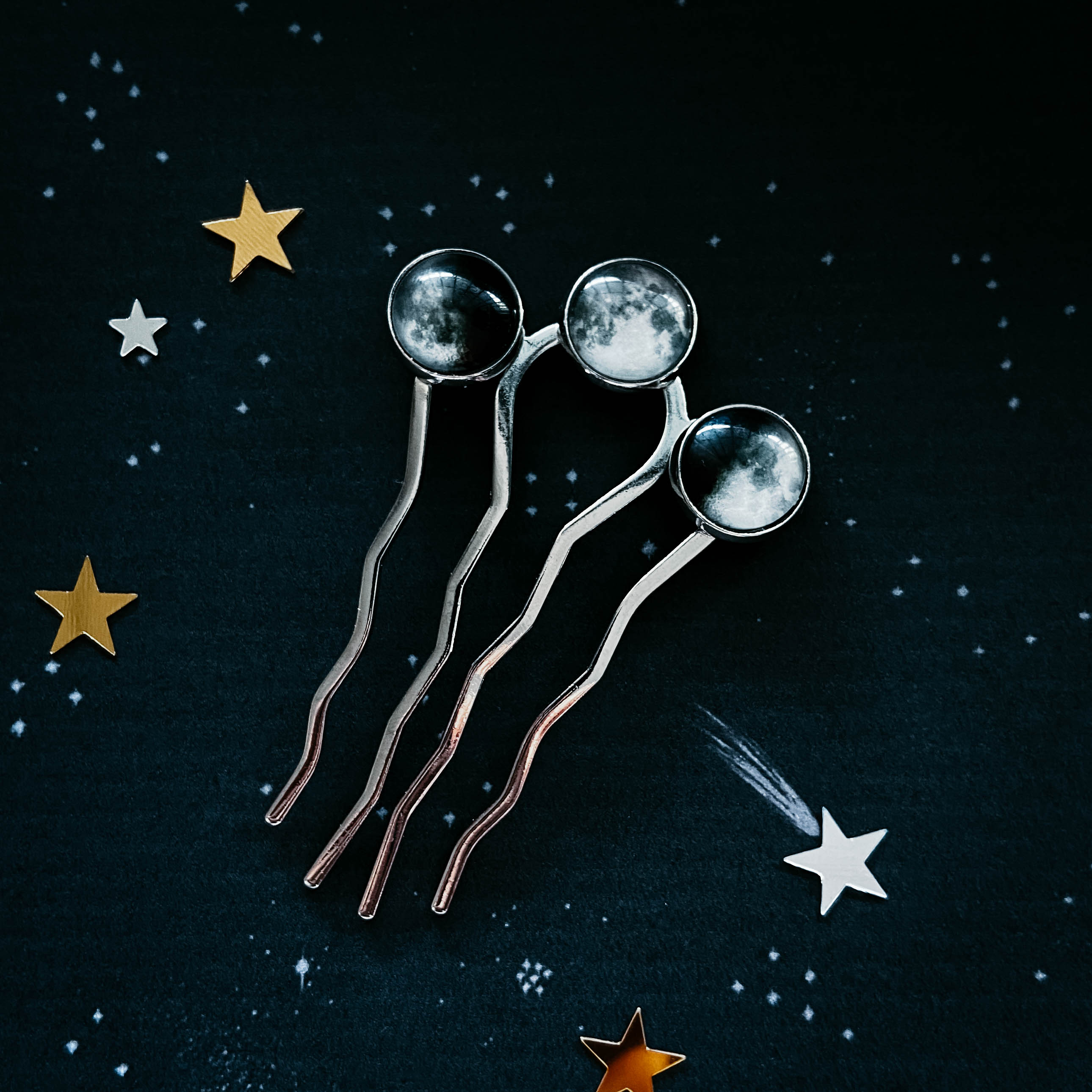 Moon Phase Trio Hair Pin