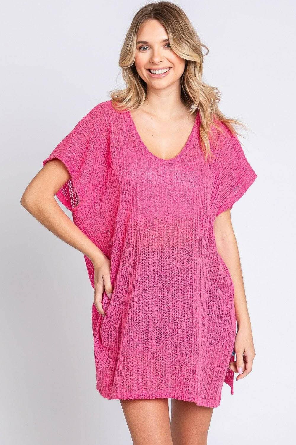 Swim Cover-Up Knit Cover-Up - Side Slits - Poolside Paradise