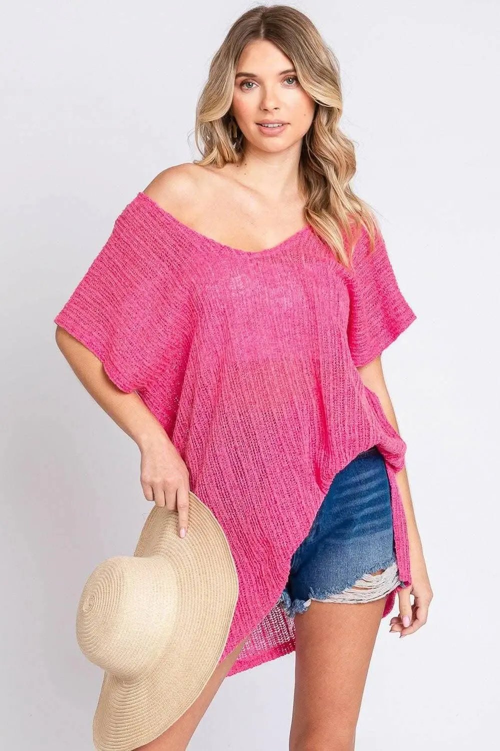 Swim Cover-Up Knit Cover-Up - Side Slits - Poolside Paradise