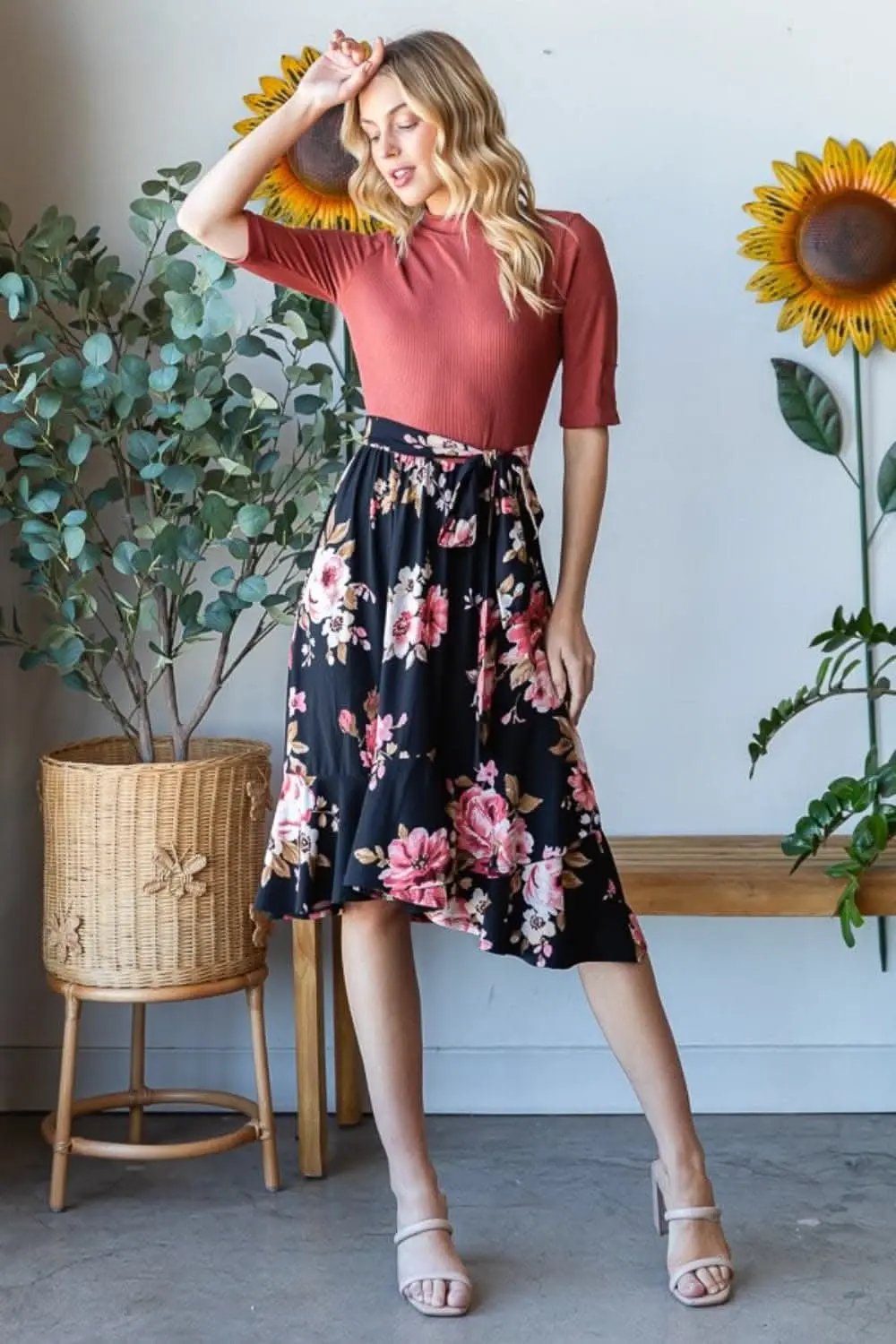 Floral Wrap Skirt with Ruffle Hem | Trendsi