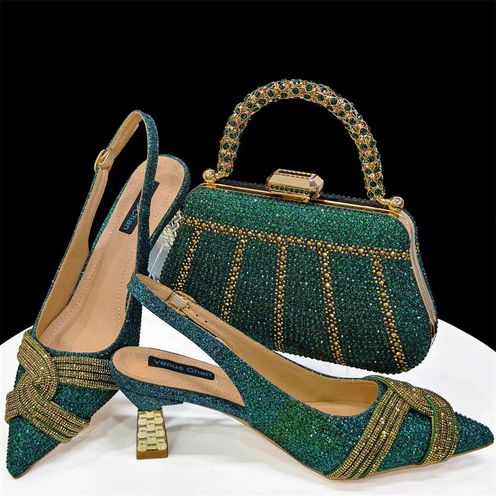Women's Shoes and Bag Set with Rhinestone ED129