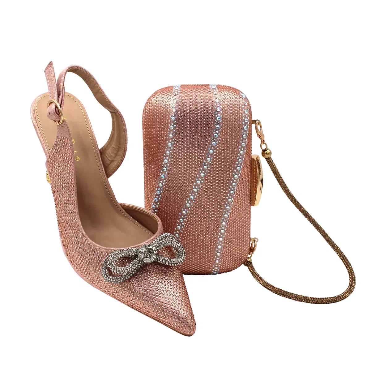 High-Quality Ladies Sandal Shoes Matching Bag Set EDR321