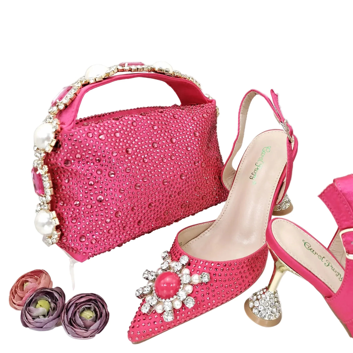 Women's Shoes and Bag Set with Shinning Crystal EDL435