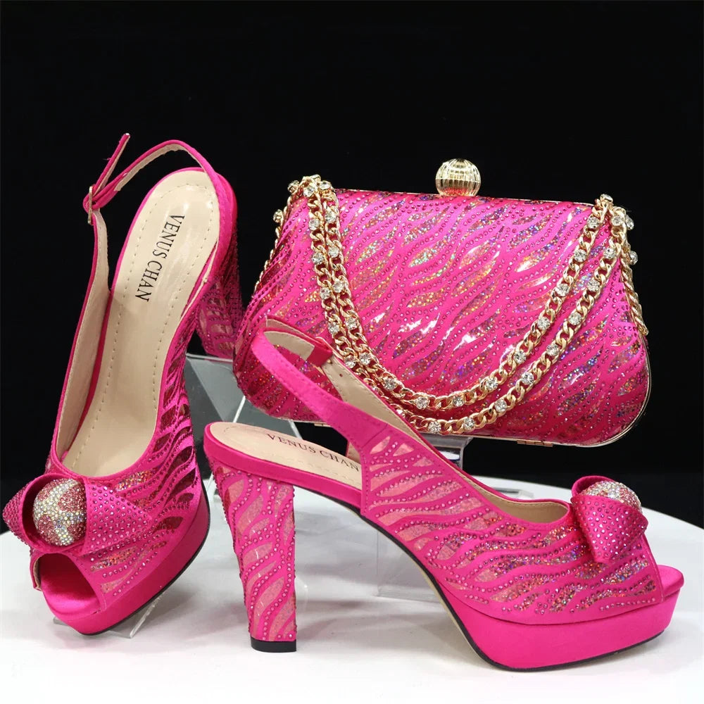 Italian Shoes And Bag Sets For Evening Party With Stones ED1-60