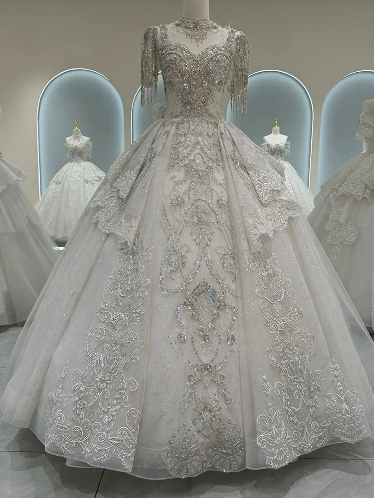 Luxurious Off Shoulder French Wedding Dress EDW325