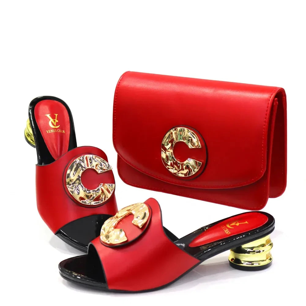 Latest Fashion Slippers and Bags Set EDZ564