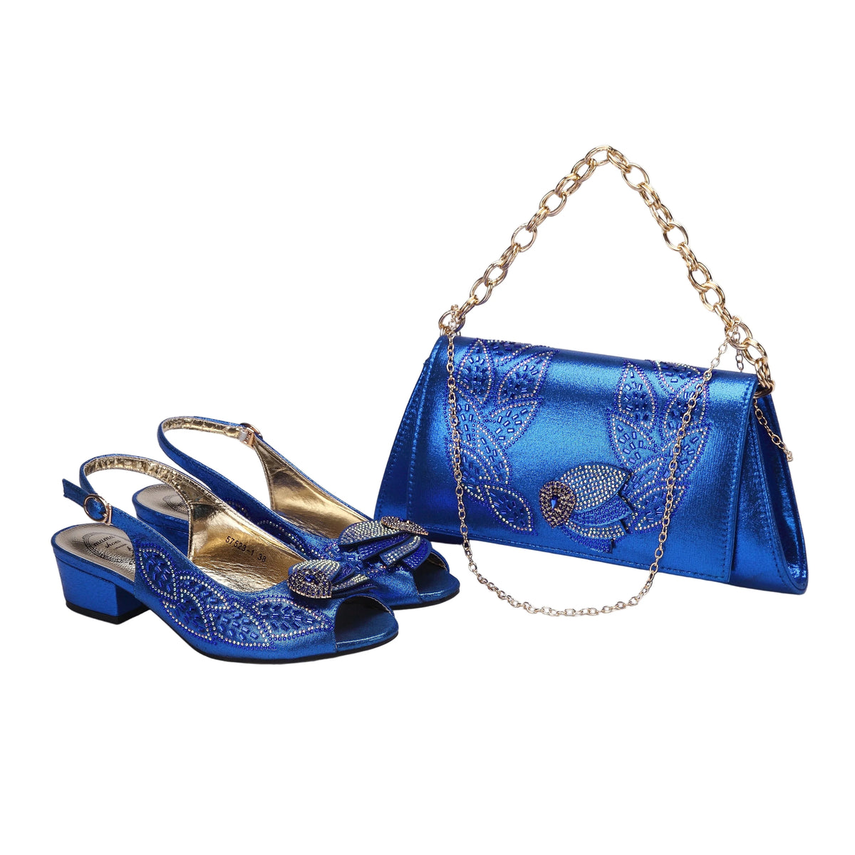Elegant Low Heels Ladies Shoes And Bag Set