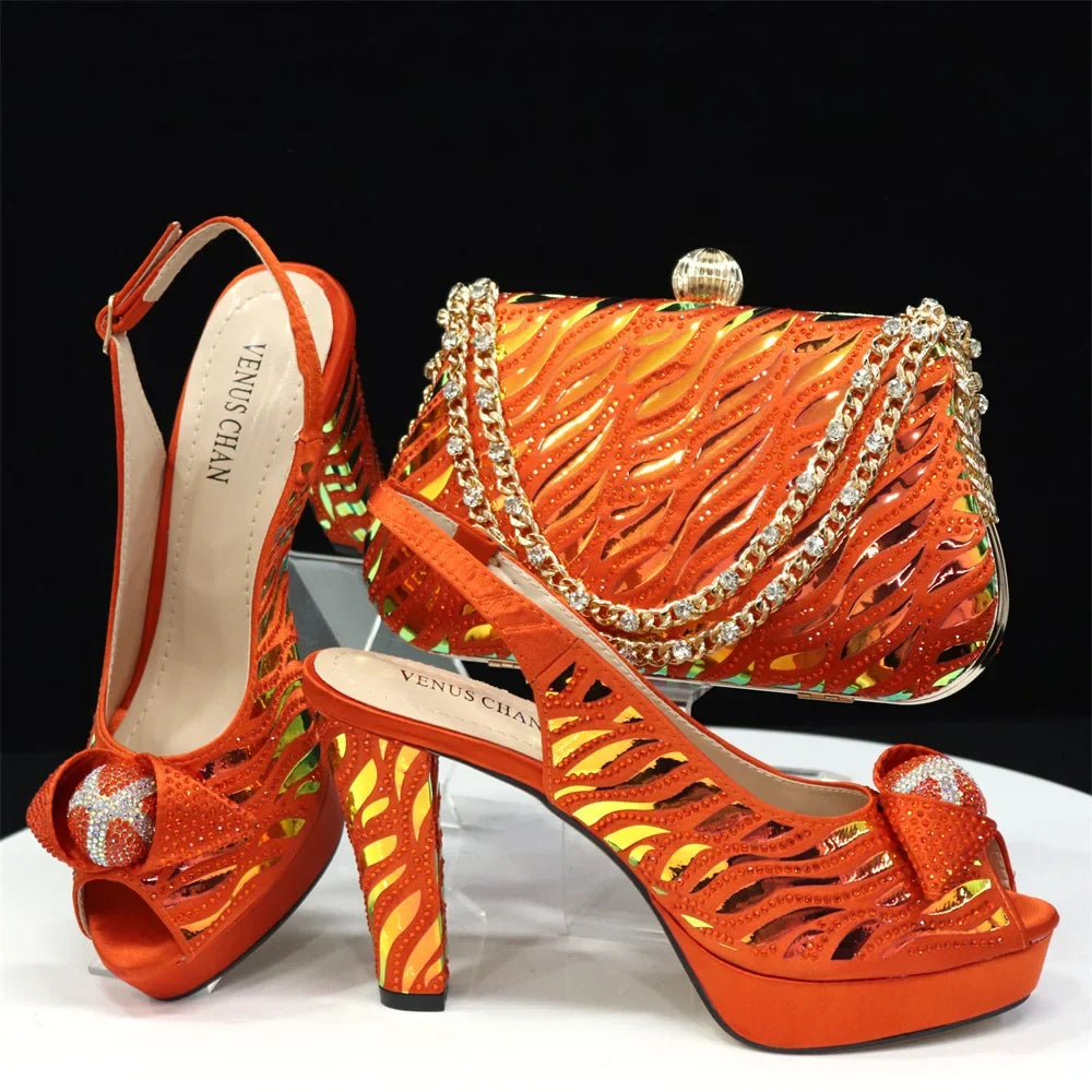 Italian Shoes And Bag Sets For Evening Party With Stones ED1-60