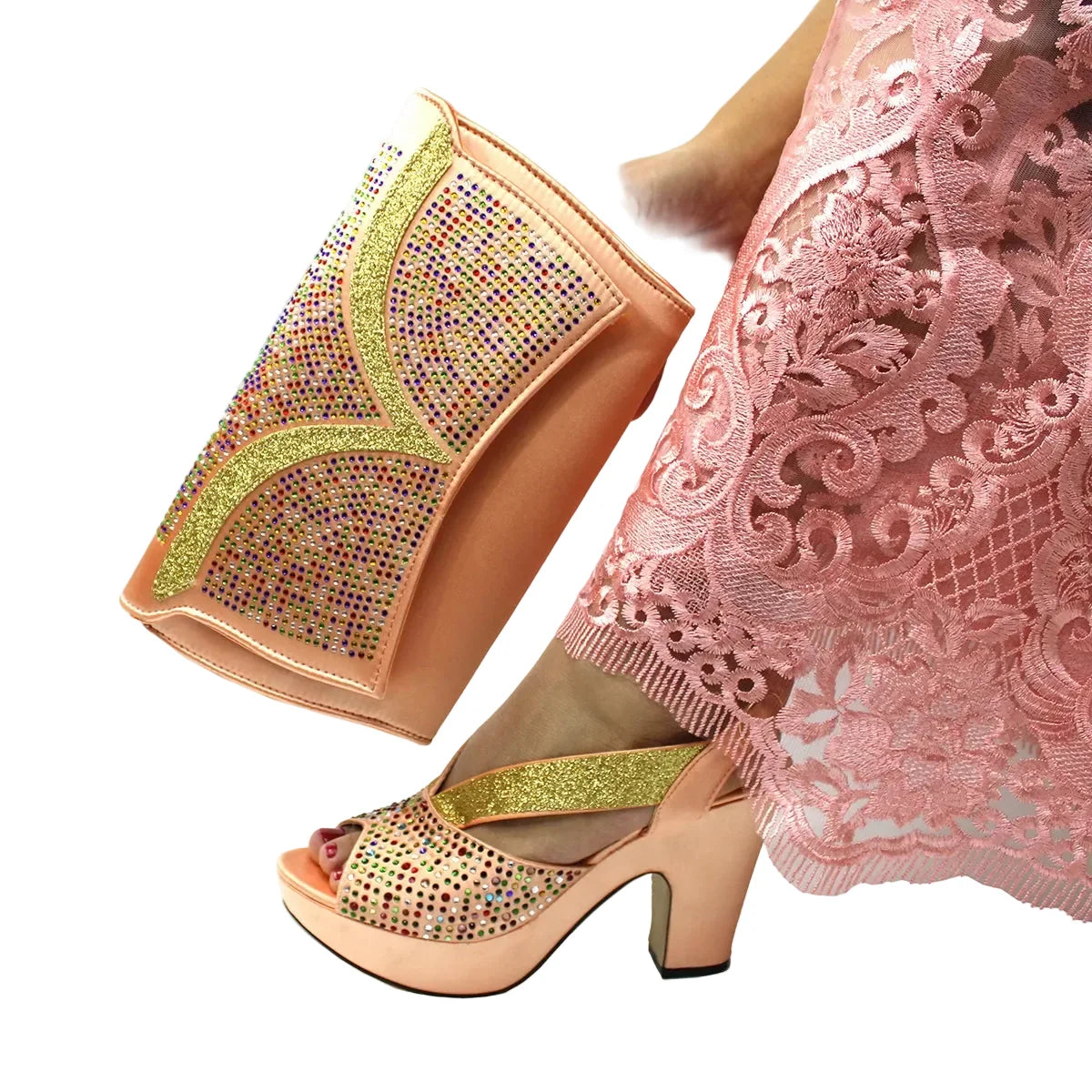 Latest African Women Shoes and Bag Set EDN23