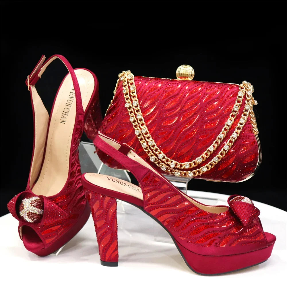 Italian Shoes And Bag Sets For Evening Party With Stones ED1-60