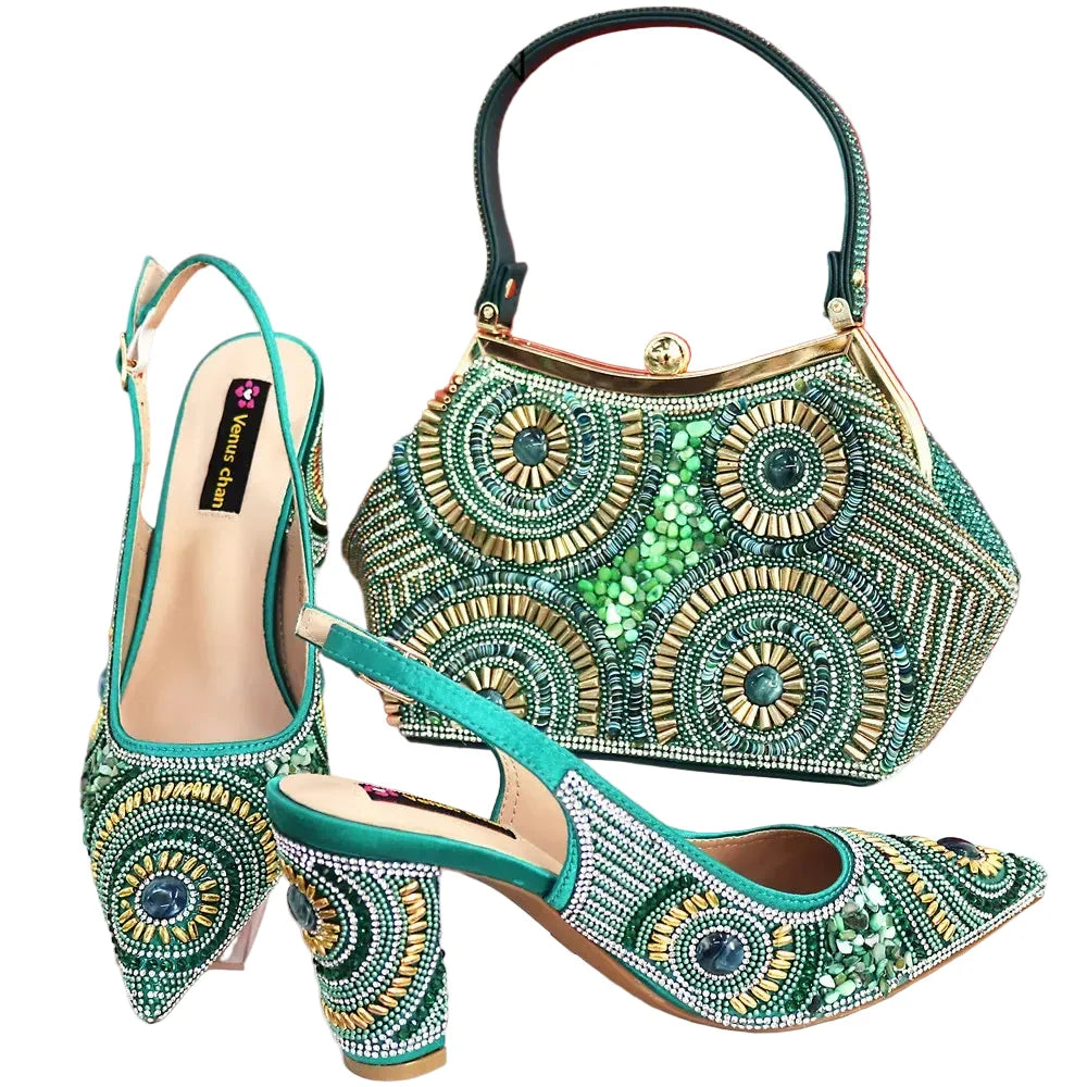 Popularity Italian Women's Pointed Shoes And Bag Set GFD453