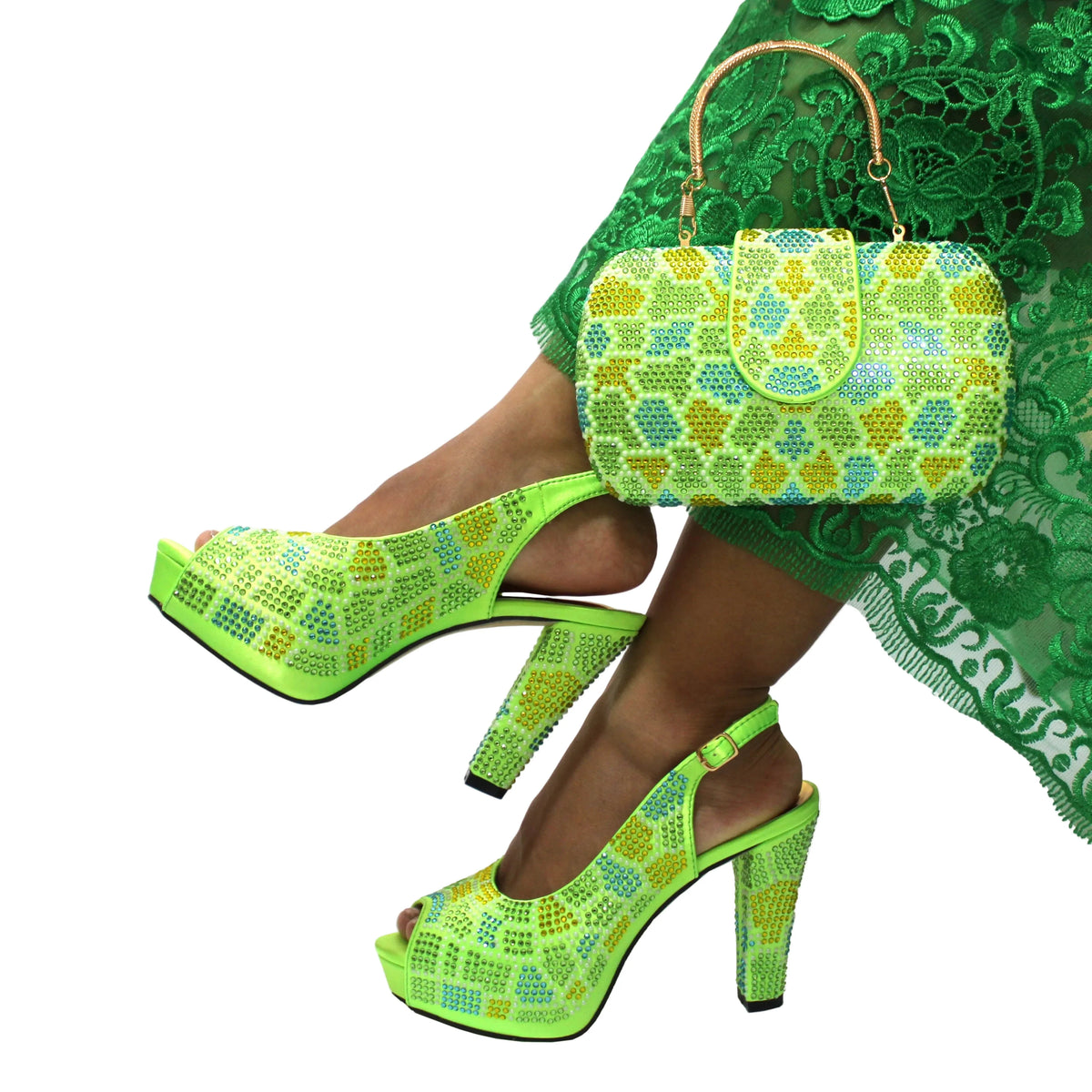 Latest Peep Toe Women's Shoes & Bag Set FGTY67