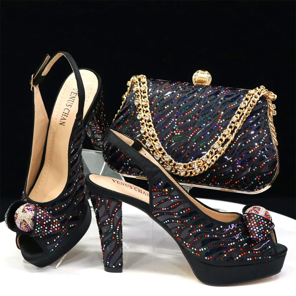 Italian Shoes And Bag Sets For Evening Party With Stones ED1-60