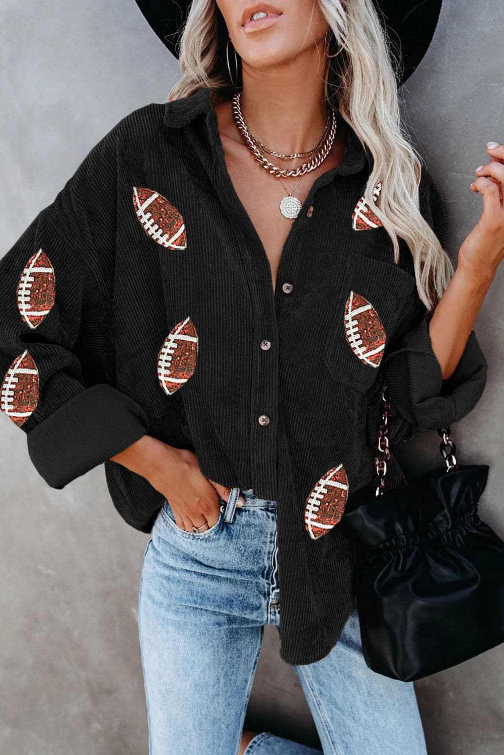 Sequin Football Jacket Long Sleeve — Statement Athleisure by Trendsi