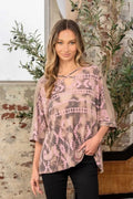 T-Shirts Trendsi Sew In Love Full Size Aztec Distress Print Half Sl