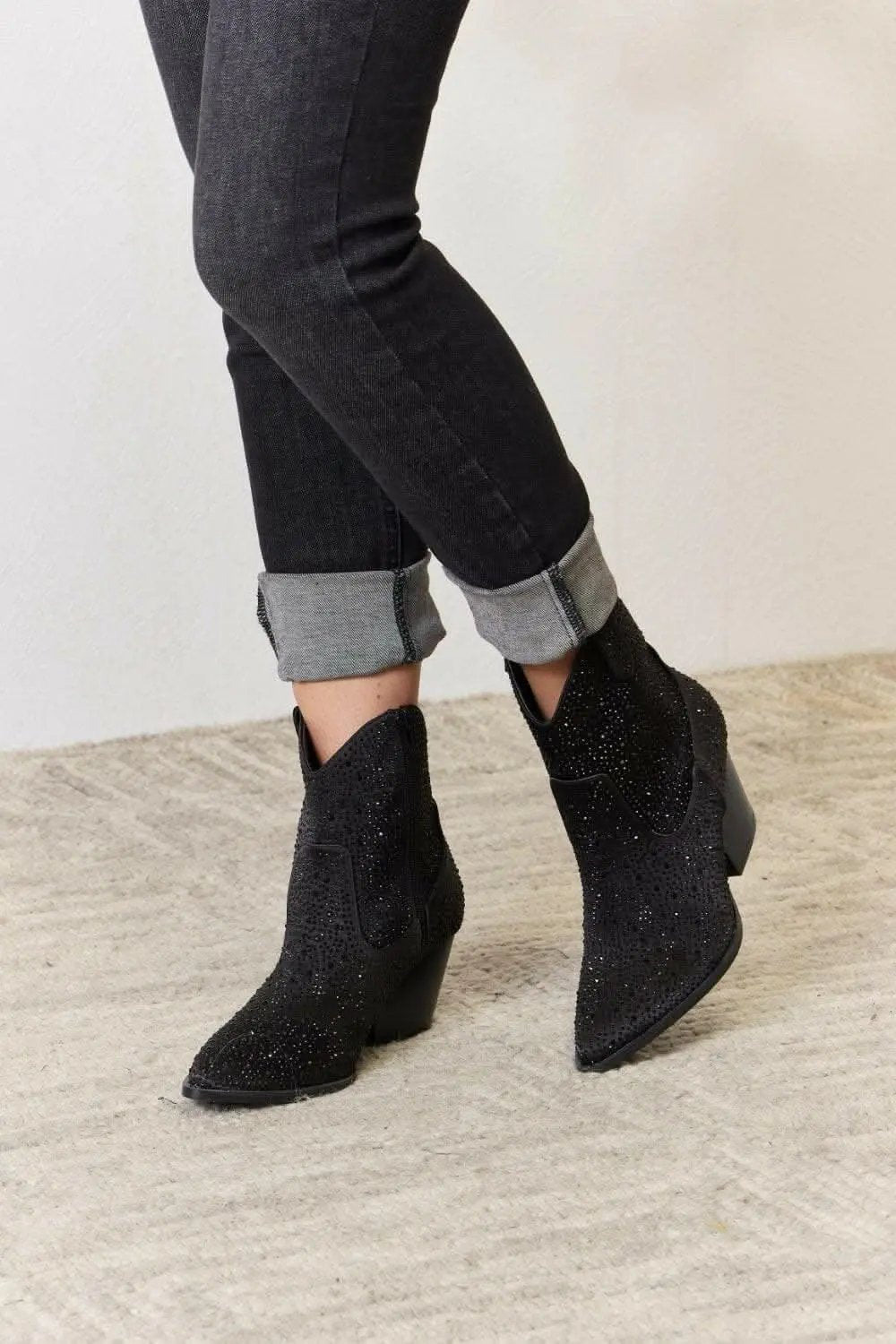 Dresses Trendsi Rhinestone Cowgirl Booties Women's Fashion Shoes - Sparkling & Glamorous