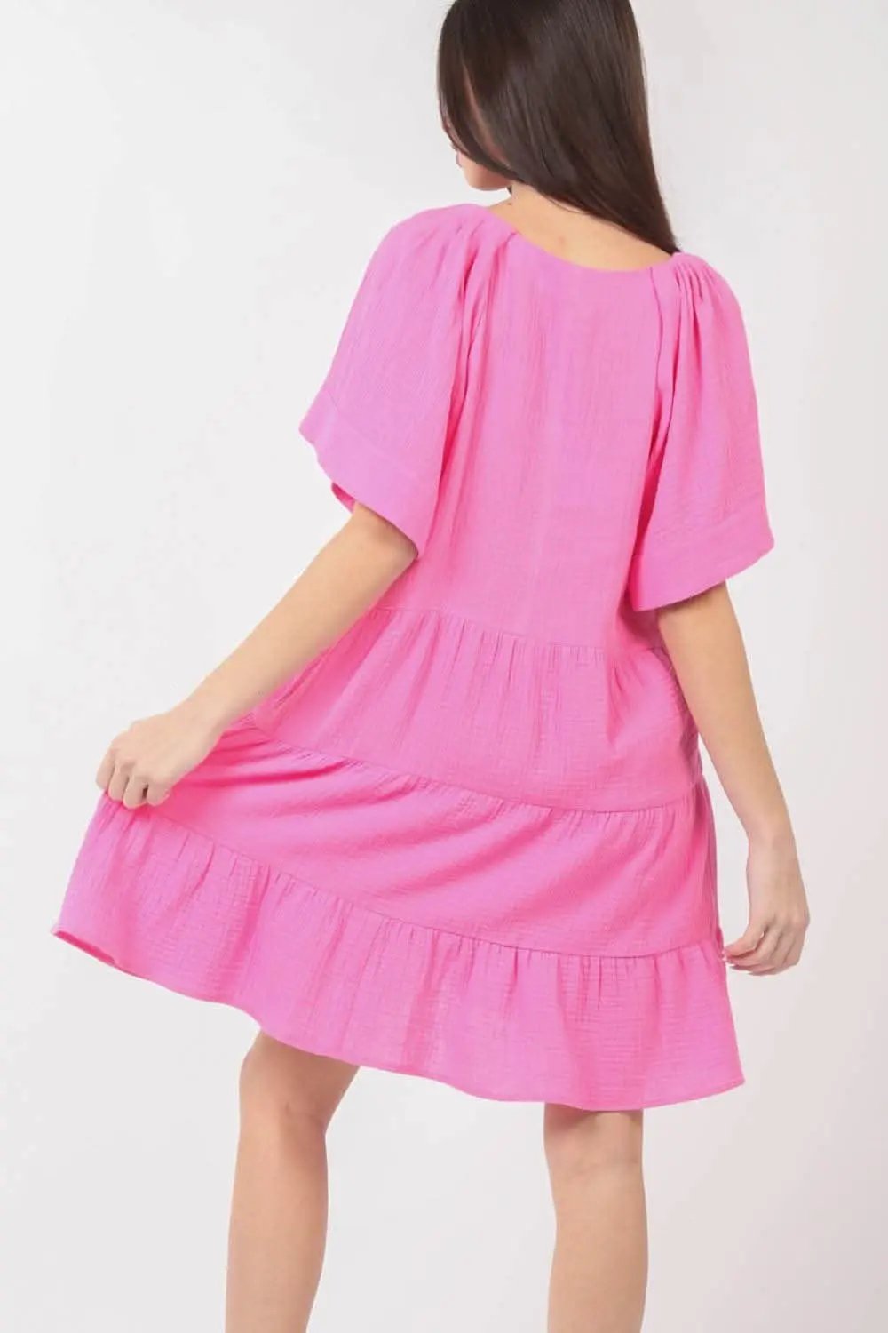 Dresses Trendsi Very J Texture V-Neck Ruffled Tiered Dress for Ele