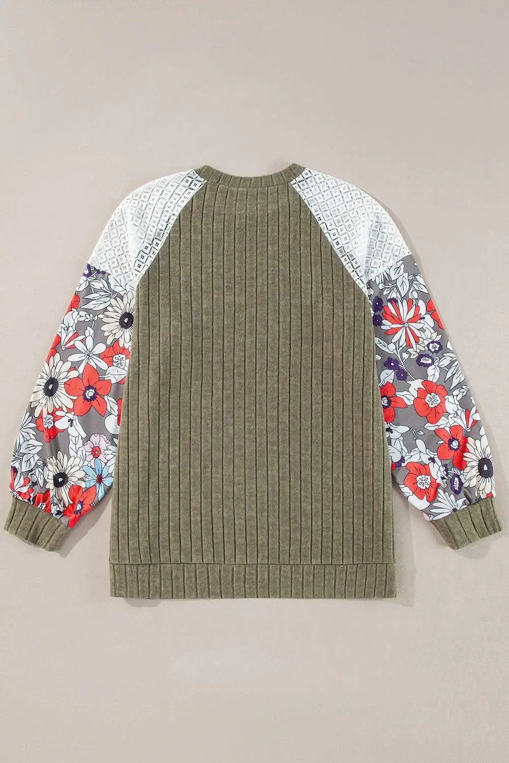 Accessories Love Salve Green Floral Blouse Women's Daily Elegant Top: Plus Size, Ribbed