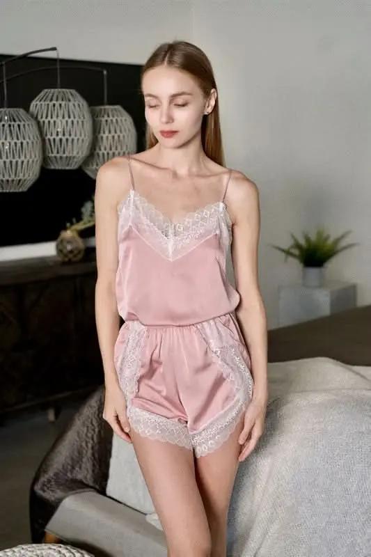 Women's Pajama Set Women's PJ Set - Silky Soft Satin - Sleeveless Pink