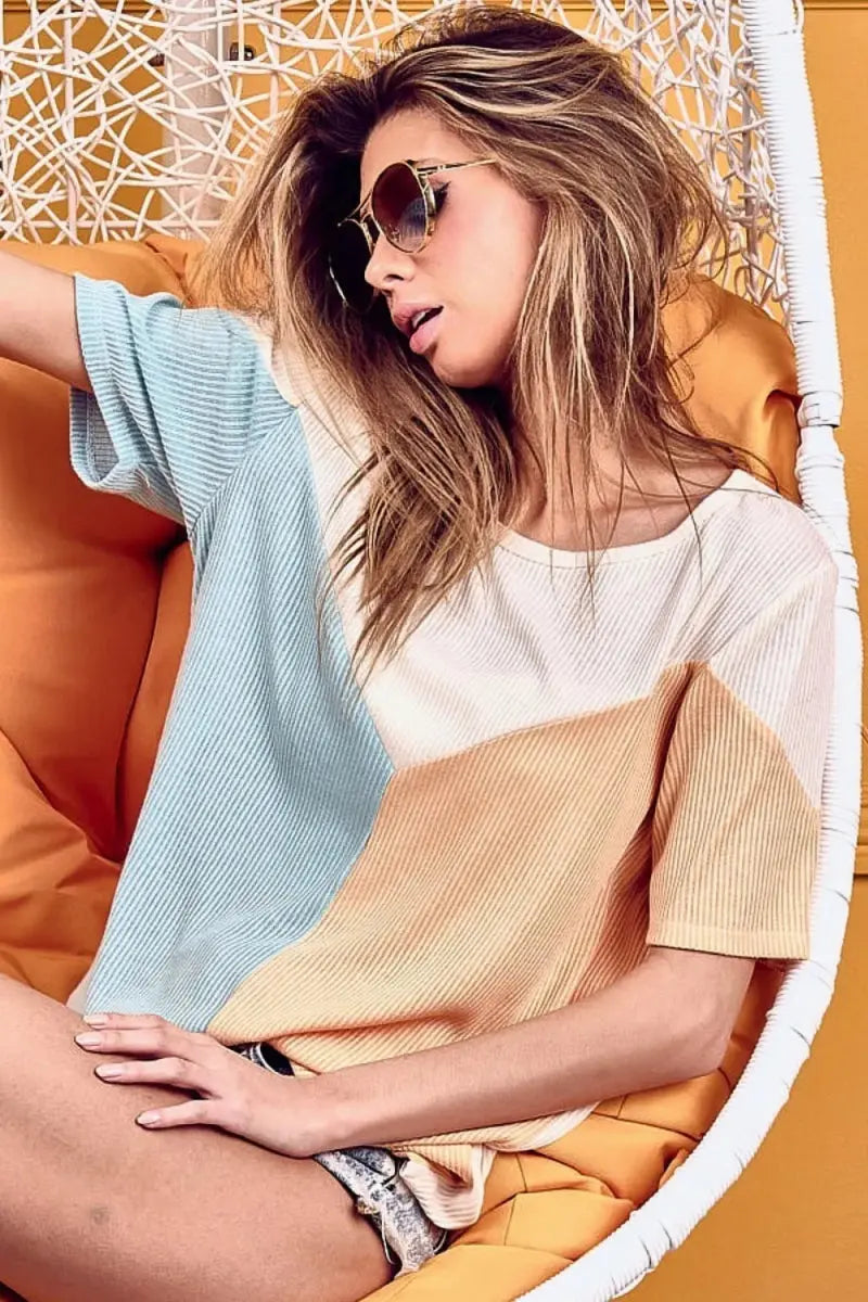 T-Shirts Trendsi Color Block Tee Women's Casual Wear T-Shirt Soft & Stylish