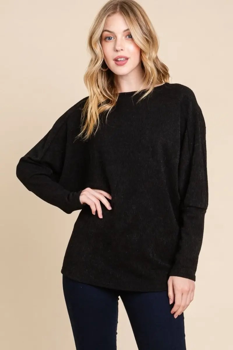 Sweaters Trendsi Drop Shoulder Knit Top Women's Casual Long Sleeve Soft Basic