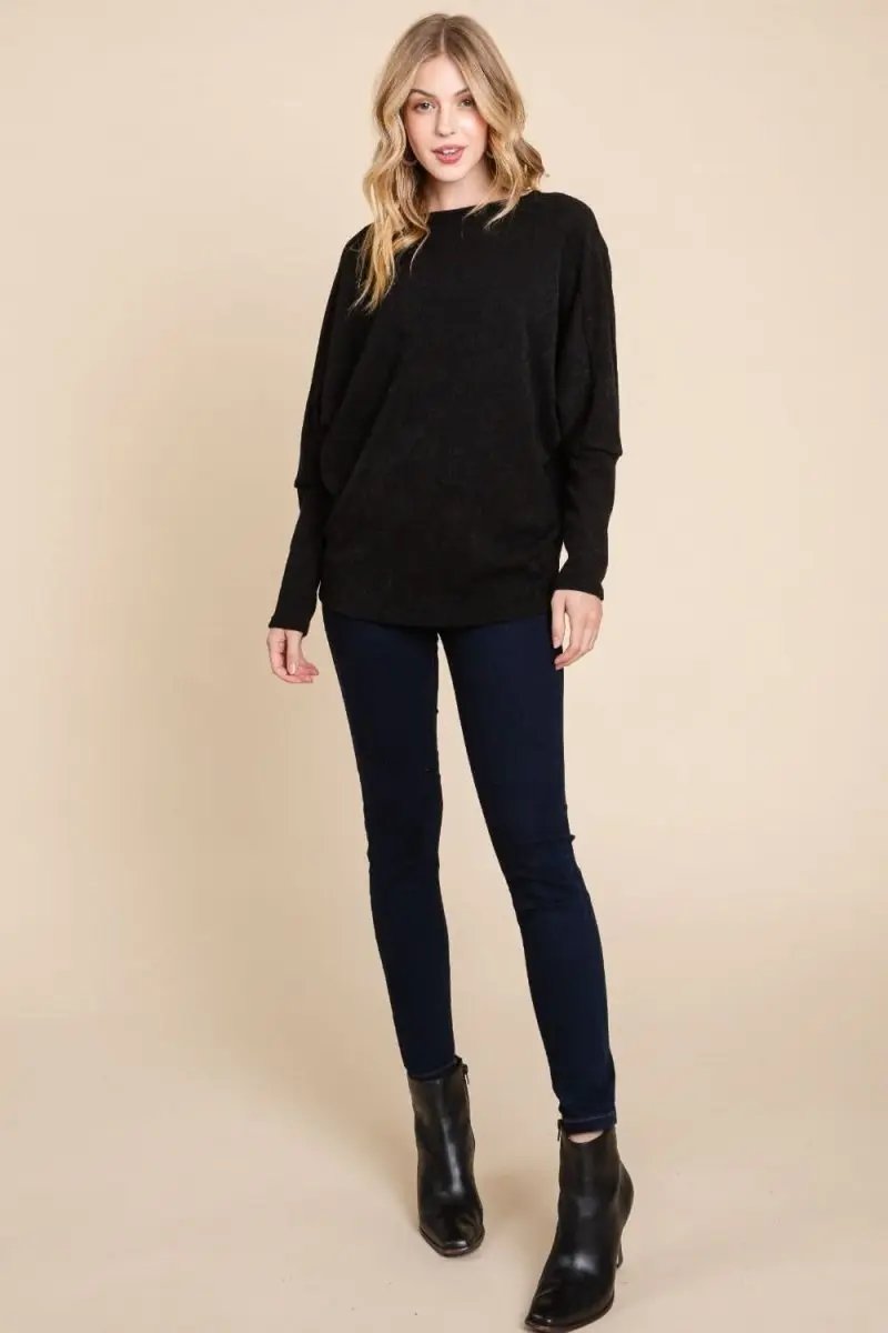 Sweaters Trendsi Drop Shoulder Knit Top Women's Casual Long Sleeve Soft Basic