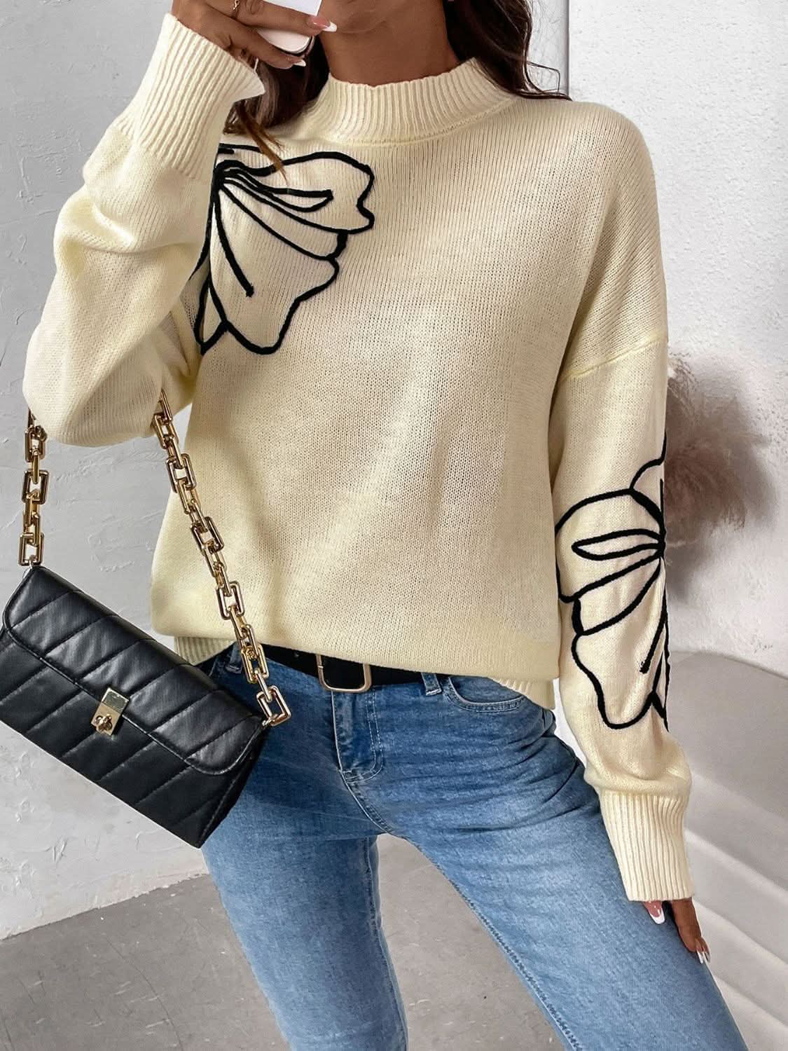 Sweaters Trendsi Cozy Sweater Women's Dropped Shoulder Acrylic Knit Top - Relaxed Fit